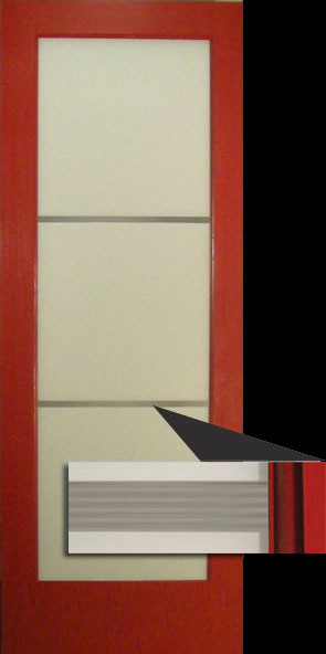 Modern interior door - frosted glass 3 lite